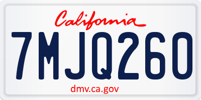 CA license plate 7MJQ260