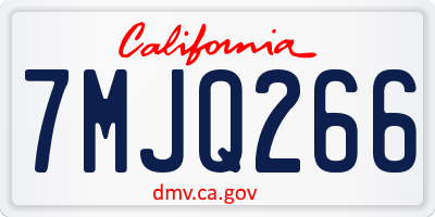 CA license plate 7MJQ266