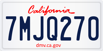 CA license plate 7MJQ270