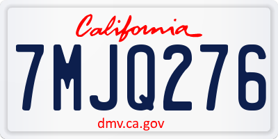 CA license plate 7MJQ276