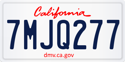 CA license plate 7MJQ277