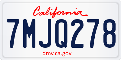 CA license plate 7MJQ278