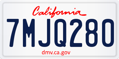 CA license plate 7MJQ280
