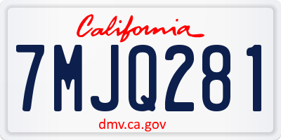 CA license plate 7MJQ281