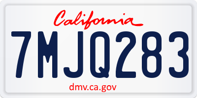 CA license plate 7MJQ283