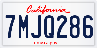 CA license plate 7MJQ286