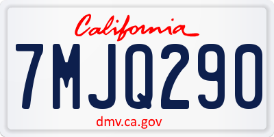 CA license plate 7MJQ290