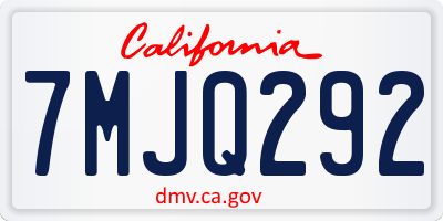 CA license plate 7MJQ292