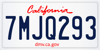 CA license plate 7MJQ293