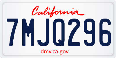 CA license plate 7MJQ296