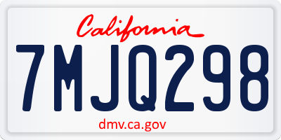 CA license plate 7MJQ298