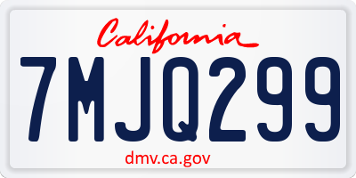 CA license plate 7MJQ299