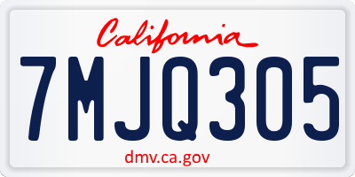 CA license plate 7MJQ305