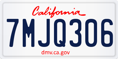 CA license plate 7MJQ306