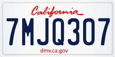 CA license plate 7MJQ307