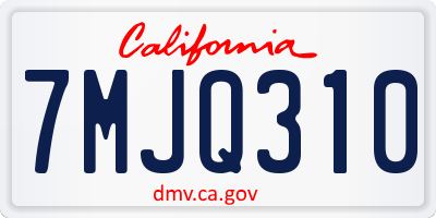 CA license plate 7MJQ310