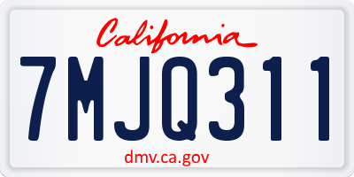 CA license plate 7MJQ311