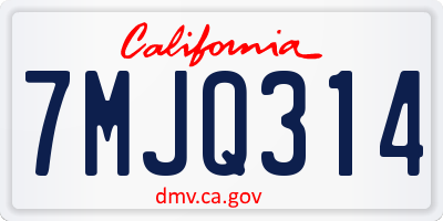 CA license plate 7MJQ314