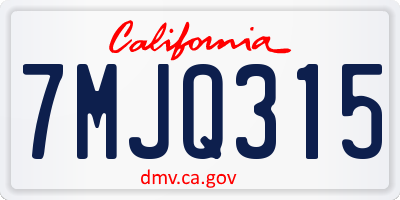 CA license plate 7MJQ315