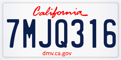 CA license plate 7MJQ316