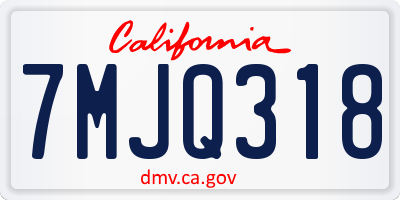 CA license plate 7MJQ318