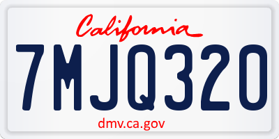CA license plate 7MJQ320