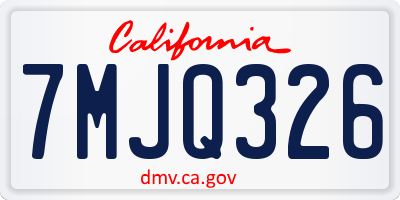 CA license plate 7MJQ326
