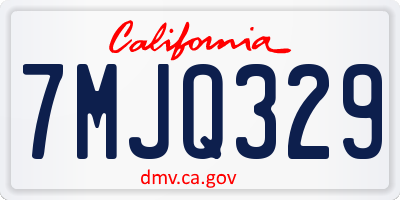 CA license plate 7MJQ329
