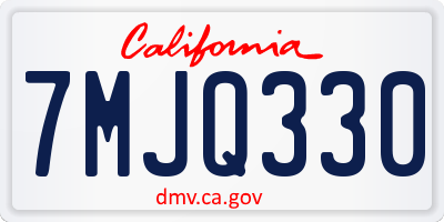 CA license plate 7MJQ330