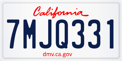 CA license plate 7MJQ331