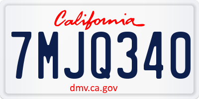 CA license plate 7MJQ340