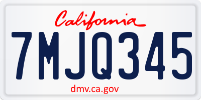 CA license plate 7MJQ345