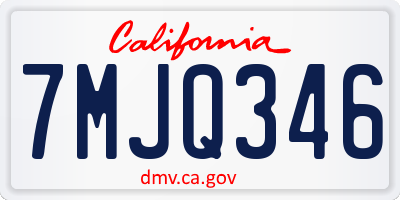 CA license plate 7MJQ346