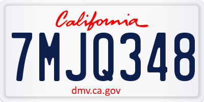 CA license plate 7MJQ348