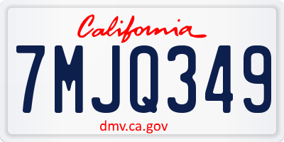 CA license plate 7MJQ349