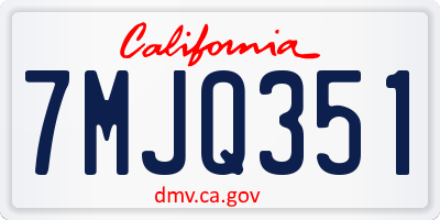 CA license plate 7MJQ351