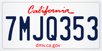 CA license plate 7MJQ353