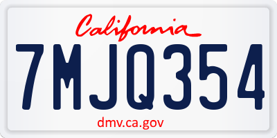 CA license plate 7MJQ354