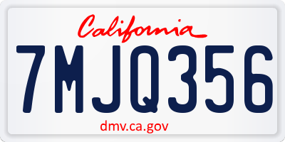 CA license plate 7MJQ356