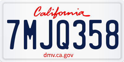CA license plate 7MJQ358