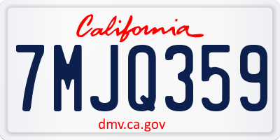 CA license plate 7MJQ359