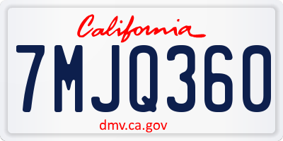 CA license plate 7MJQ360