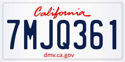 CA license plate 7MJQ361