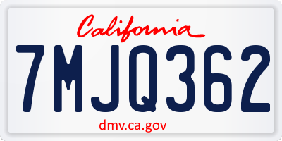 CA license plate 7MJQ362