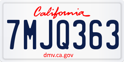 CA license plate 7MJQ363