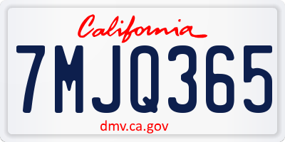 CA license plate 7MJQ365
