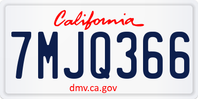 CA license plate 7MJQ366