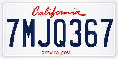 CA license plate 7MJQ367