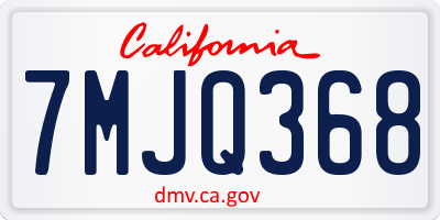 CA license plate 7MJQ368