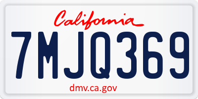 CA license plate 7MJQ369